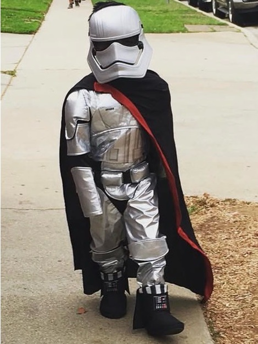 Disney Silver and Black Hero Cape Costume with Red Trim